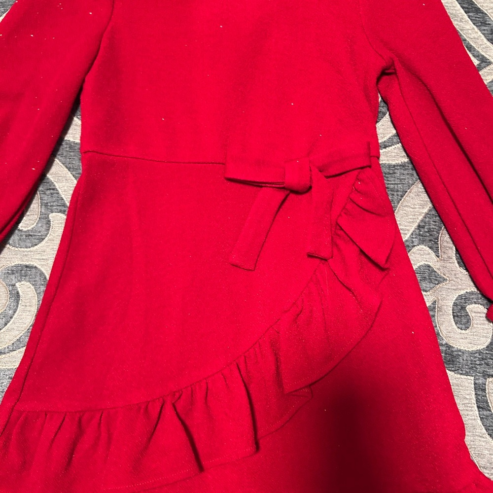 Rare Editions Red Asymmetrical Wrap Dress - Picture 2 of 4